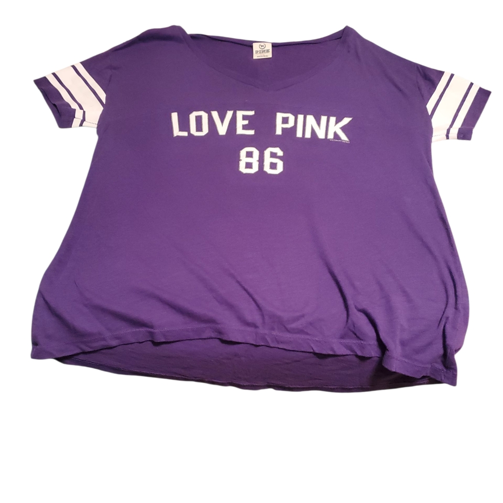 Pink Victoria's Secret Purple Tee with White Accents